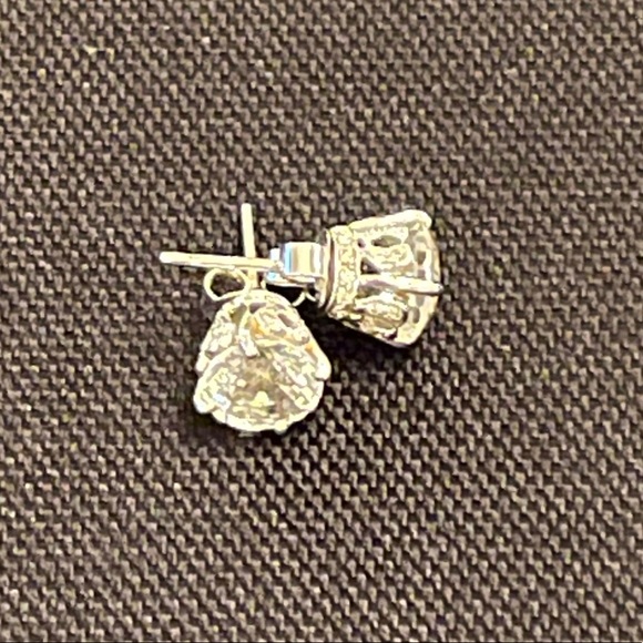 White Topaz and Diamond Studs - Picture 4 of 4